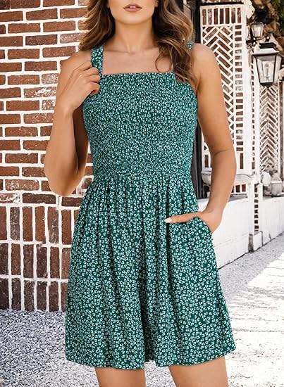 ⏰Hot Sale - 50% Off💃 Floral Print Sleeveless Shorts Jumpsuit with Pockets