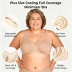 🏆Last Day Special Price ￡9.99 💗Women's Plus Size Cooling Full Coverage Minimizer Bra