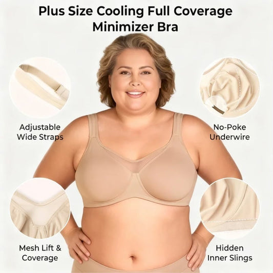 🏆Last Day Special Price ￡9.99 💗Women's Plus Size Cooling Full Coverage Minimizer Bra