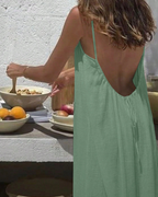 💕💖LAST DAY SALE 50% OFF!💃Women's Solid Color Backless Cami Dress