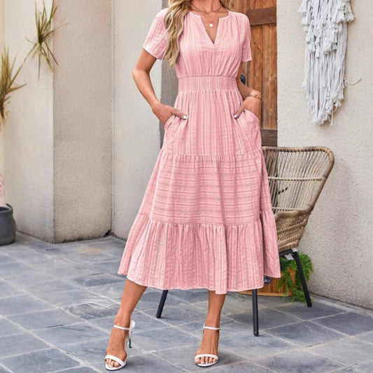 💜 LAST DAY PROMOTION - 50%OFF 💜💐 Women's Casual Summer Short-Sleeve V-Neck Long Dresses