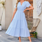 💜 LAST DAY PROMOTION - 50%OFF 💜💐 Women's Casual Summer Short-Sleeve V-Neck Long Dresses