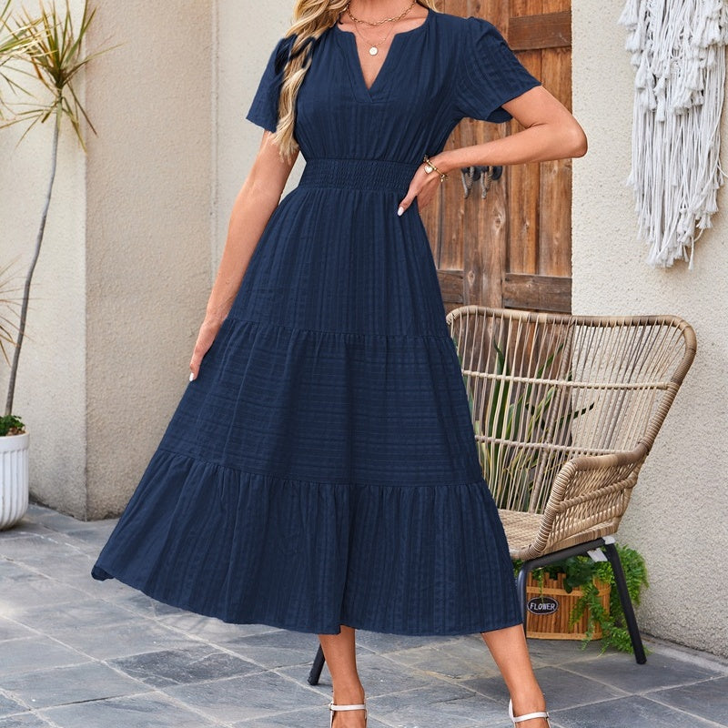 💜 LAST DAY PROMOTION - 50%OFF 💜💐 Women's Casual Summer Short-Sleeve V-Neck Long Dresses