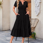 💜 LAST DAY PROMOTION - 50%OFF 💜💐 Women's Casual Summer Short-Sleeve V-Neck Long Dresses