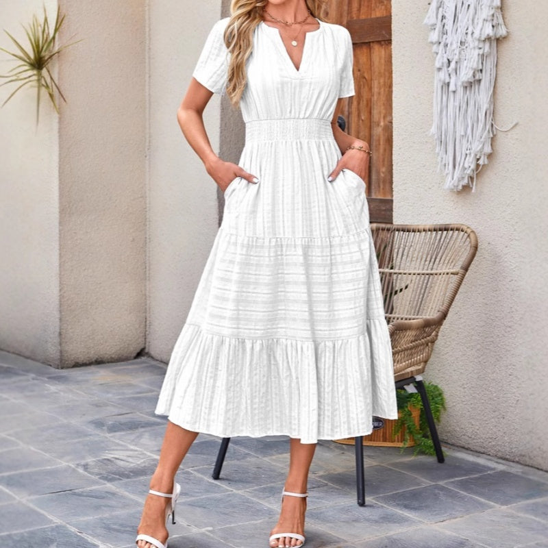 💜 LAST DAY PROMOTION - 50%OFF 💜💐 Women's Casual Summer Short-Sleeve V-Neck Long Dresses