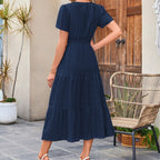 💜 LAST DAY PROMOTION - 50%OFF 💜💐 Women's Casual Summer Short-Sleeve V-Neck Long Dresses