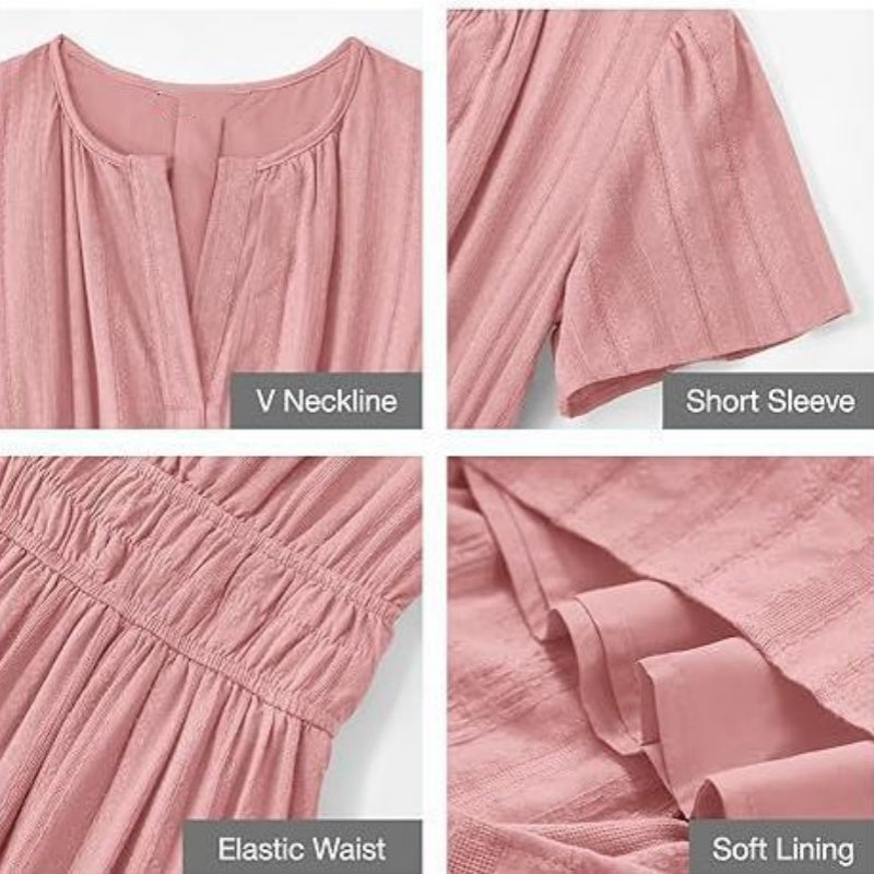 💜 LAST DAY PROMOTION - 50%OFF 💜💐 Women's Casual Summer Short-Sleeve V-Neck Long Dresses