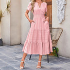 💜 LAST DAY PROMOTION - 50%OFF 💜💐 Women's Casual Summer Short-Sleeve V-Neck Long Dresses
