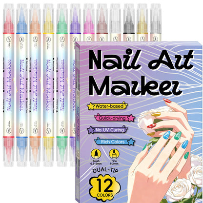 🥳2026 HOT SALE🥳💞50K+ SOLD!✨🎨 50% OFF! Dual-Tip Nail Art Marker Pen SetQuick‑dry, no UV lamp. Fine & brush tips. Easy DIY at home.💅🖌️