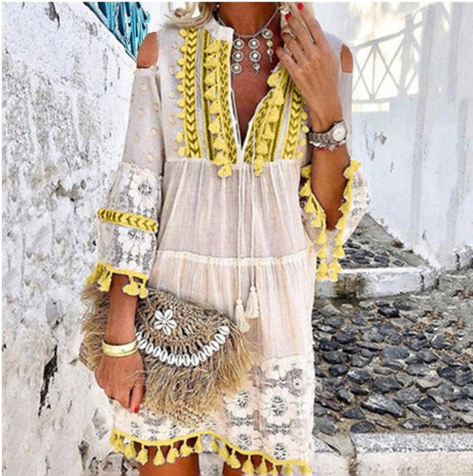 🏖️Summer Hot Sale 60% OFF🏝️👗Women's Loose Cotton Linen Embroidered Dress🌸