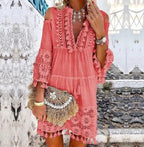 🏖️Summer Hot Sale 60% OFF🏝️👗Women's Loose Cotton Linen Embroidered Dress🌸