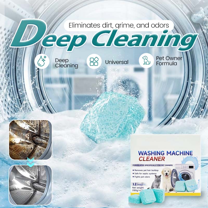 🥳2026 HOT SALE🥳💞50K+ SOLD!🛡️🌸 50% OFF! Washing Machine Cleaner – 12 tablets, deep cleans inner tank & pet hair. Removes odours. No mess, just drop & run. 🧼✨