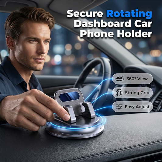 🚗💥LAST DAY SPECIAL PRICE!-￡7.99!!📱Rotating Dashboard Car Phone Holder–Hands-Free Phone Mount 🛡️