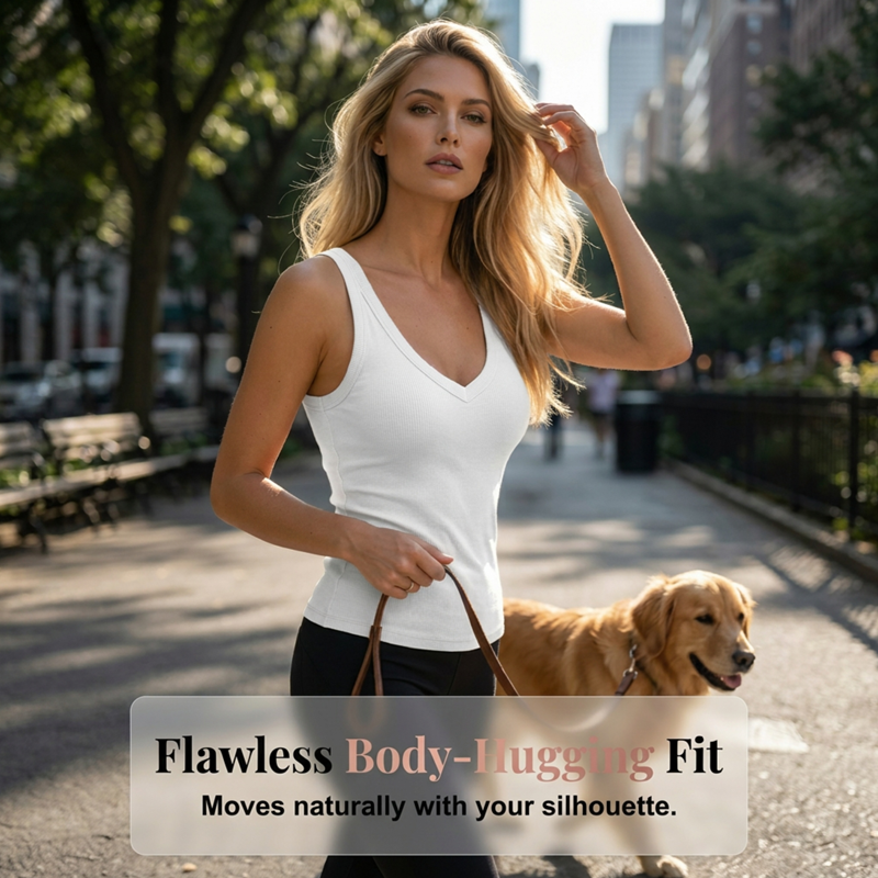 🏖️Summer Hot Sale - ONLY ￡9.99!!⚡50K+ SOLD!🌞Women's Ribbed V-Neck Tank Top