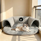 🐱 50% OFF NOW! 🛏️ Plush 2-in-1 Cat Tunnel Bed – Collapsible, scratch-resistant & cozy – combines hideaway tunnel with soft sleeping pad – perfect for play, rest & pouncing 🐾