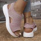 👡50% OFF NOW ! 💐 Women's Breathable Knit Platform Sandals – Air-permeable knit upper, cushioned sole & lightweight comfy summer footwear ✨