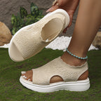 👡50% OFF NOW ! 💐 Women's Breathable Knit Platform Sandals – Air-permeable knit upper, cushioned sole & lightweight comfy summer footwear ✨