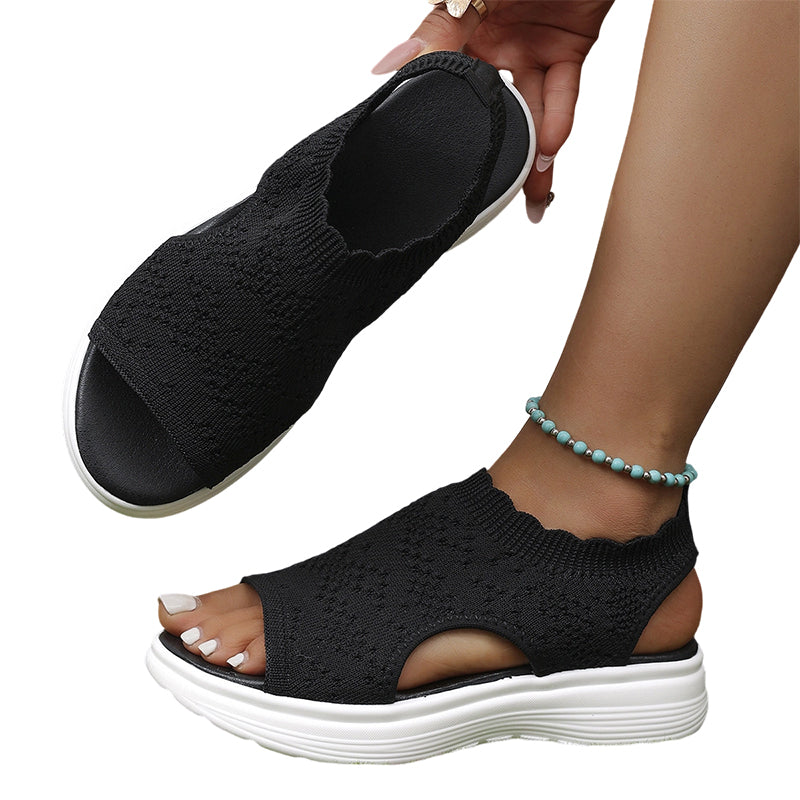 👡50% OFF NOW ! 💐 Women's Breathable Knit Platform Sandals – Air-permeable knit upper, cushioned sole & lightweight comfy summer footwear ✨