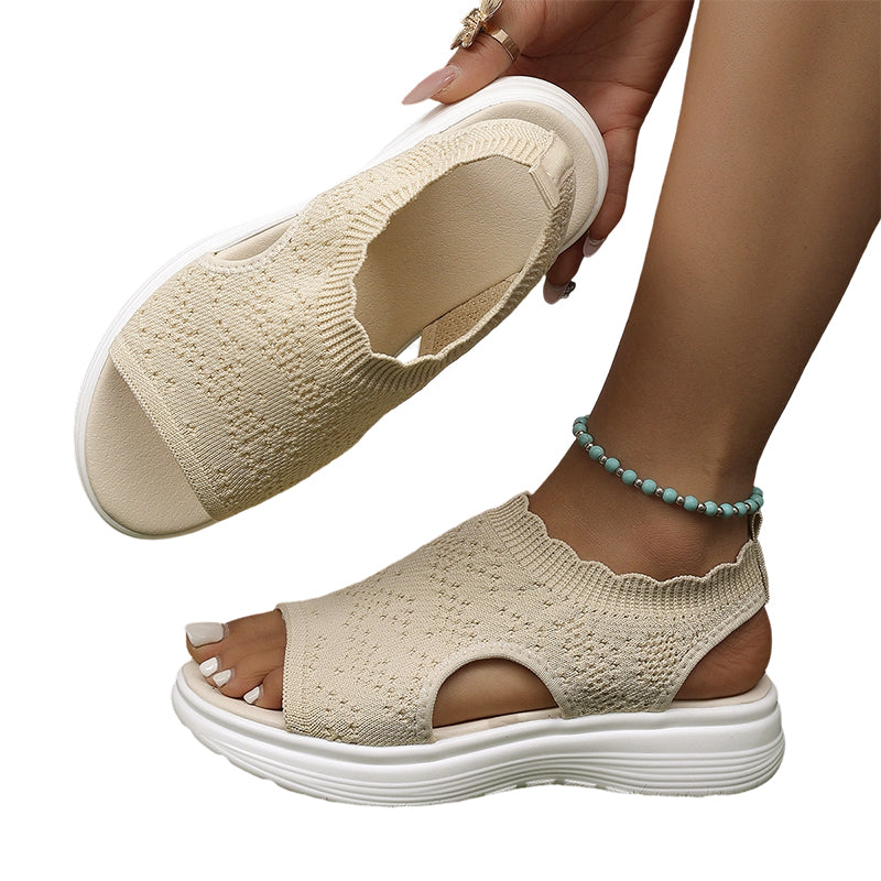 👡50% OFF NOW ! 💐 Women's Breathable Knit Platform Sandals – Air-permeable knit upper, cushioned sole & lightweight comfy summer footwear ✨