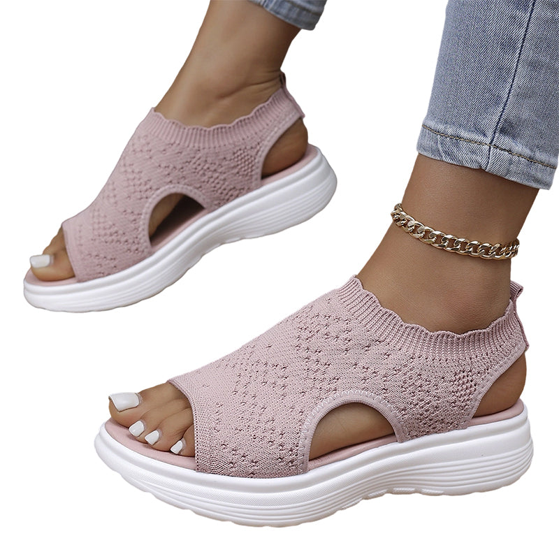 👡50% OFF NOW ! 💐 Women's Breathable Knit Platform Sandals – Air-permeable knit upper, cushioned sole & lightweight comfy summer footwear ✨