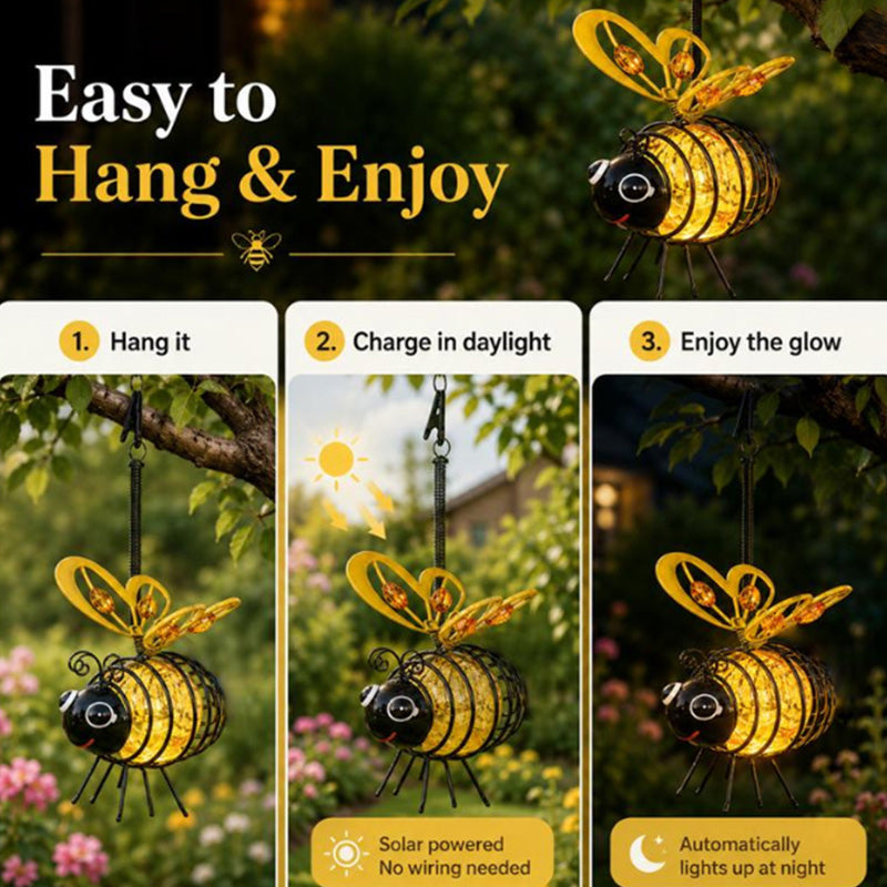 🔥Limited Time £10.99!! ⚡50K+ SOLD!✨🐝Hanging Solar Bee Light – Warm Amber Glow, Flicker-Free, Perfect for Garden Parties, Camping, or Kids’ Rooms – Spread Joy Day and Night 🌞🌜