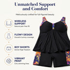 🌊🌞Summer Hot Sale-60% Off!!🌿 Women's Flowy Tankini Top and Shorts Swimsuit