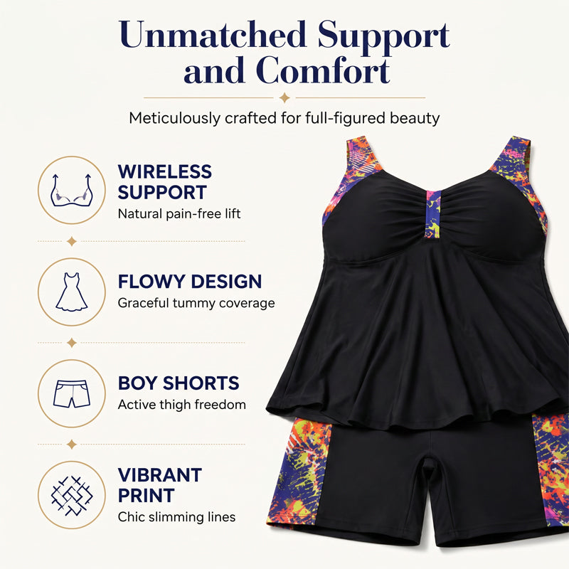 🌊🌞Summer Hot Sale-60% Off!!🌿 Women's Flowy Tankini Top and Shorts Swimsuit