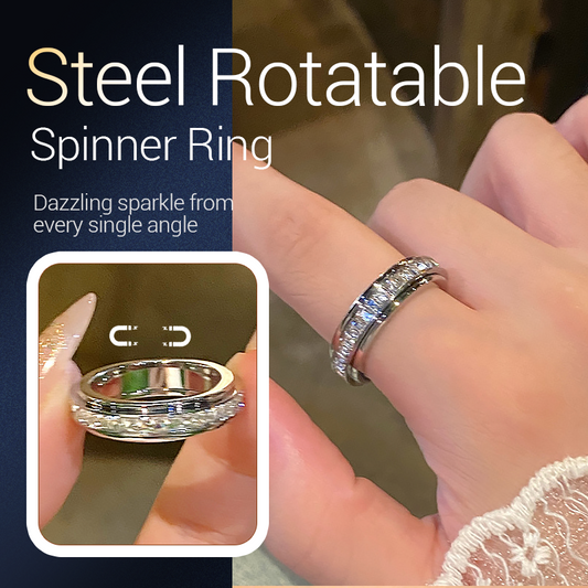 💍 Last Day Special Price £9.99 ! 💐Titanium Steel Rotatable Spinner Ring with Zirconia