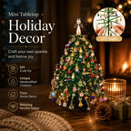 ⏳💥Final 3 hours-￡7.99!!  🔥 Elegant Beaded Mini Christmas Tree – Collector's Holiday Decor Set, Tabletop 🎄