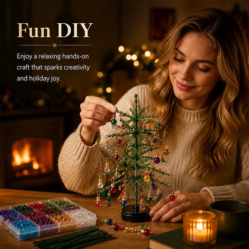 ⏳💥Final 3 hours-￡7.99!!  🔥 Elegant Beaded Mini Christmas Tree – Collector's Holiday Decor Set, Tabletop 🎄