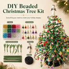 ⏳💥Final 3 hours-￡7.99!!  🔥 Elegant Beaded Mini Christmas Tree – Collector's Holiday Decor Set, Tabletop 🎄