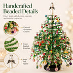 ⏳💥Final 3 hours-￡7.99!!  🔥 Elegant Beaded Mini Christmas Tree – Collector's Holiday Decor Set, Tabletop 🎄