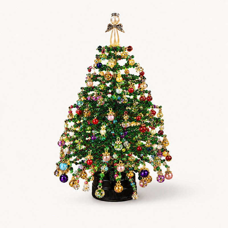 ⏳💥Final 3 hours-￡7.99!!  🔥 Elegant Beaded Mini Christmas Tree – Collector's Holiday Decor Set, Tabletop 🎄