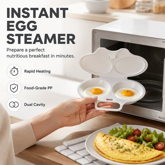 ⏳🔥LIMITED-TIME 50% OFF! ⏰🥗Buy 1 Get 1 Free🎁Microwave Egg Poacher –  Dual‑cavity, non‑stick & easy clean.🏠
