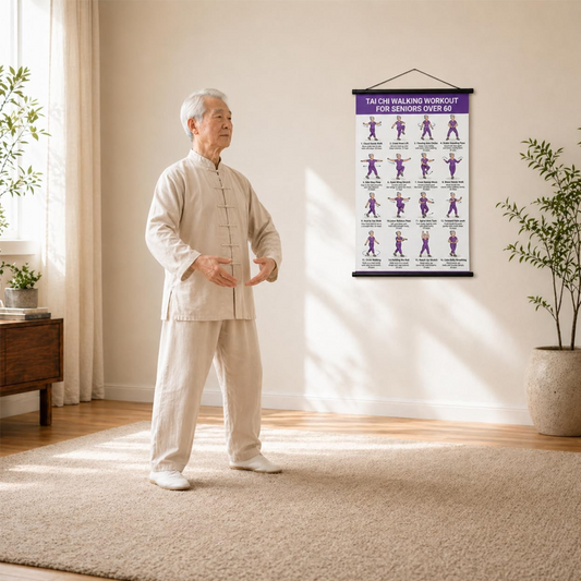 ⏳🏆LAST DAY SALE: ￡7.99!!🧘‍♀️☯ Tai Chi Workout Poster for Seniors
