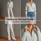 🥳🎉New Season Essentials!!🎉✨ Effortless Comfort | Women's Half-Zip Top & Wide-Leg Pants 2-Piece Set