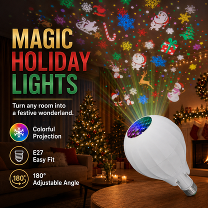 🎄🎅2026 HOT SALE — Rotating Christmas Projector Bulb – 16 patterns, 360° rotation, RGB LED, E27 fit. Instant wall & ceiling decor! ✨⛄