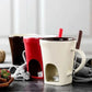 🍫🎄50% OFF NOW! Ceramic Chocolate Fondue Mug – Tealight Melting Cup for Chocolate & Cheese, Portable Dipping Pot for Romantic Date, Family Party & Christmas Gatherin