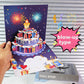 🎂🎉HOT SALE 70% OFF!!!🎁💐Birthday Cards With Fireworks & Pop Up Cake & Blow-able Music