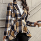 💖Black Friday Mega Deal – 50% off!💖💃 Dramatic Hem, Flattering Shape ✨ Women's Plaid High-Low Peplum Coat