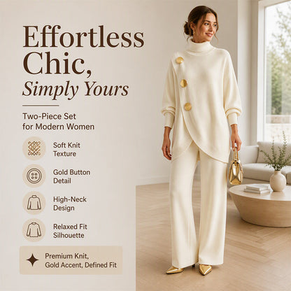 🥳AUTUMN HOT SALE🥳🍂Cozy Turtleneck, Flattering Wide-Leg Style & Women's 2-Piece Knit Set ✨