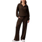 🔥LAST DAY SALE 70% OFF👍Women's Half-Zip Lapel Top and Wide-Leg Pants Set