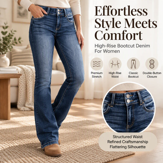 🖤Black Friday Sale 50% OFF!!👖Women's Double-Button High-Waisted Bootcut Jeans