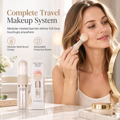 💖Black Friday Mega Deal – 65% off!💖📢Portable Retractable Makeup Brush Set – Multifunctional Travel Cosmetic Tool with Powder, Blush & Silicone Lip Brush