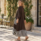 🖤Black Friday Sale 50% OFF!!🖤Women's Striped Patchwork Long Sleeve Maxi Dress