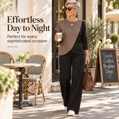 🥳🎉New Season Essentials!!🎉Women's Casual Color Block Ribbed Knit 2-Piece Set